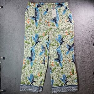 $109 NWT‎ Alex Marie Wide-Leg Pants Women XXL Amara Bird Print Sprint Summer